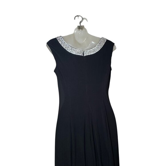 Alex Evenings Black Rhinestone Embellished Neck Long Dress size 4 New - Picture 10 of 11